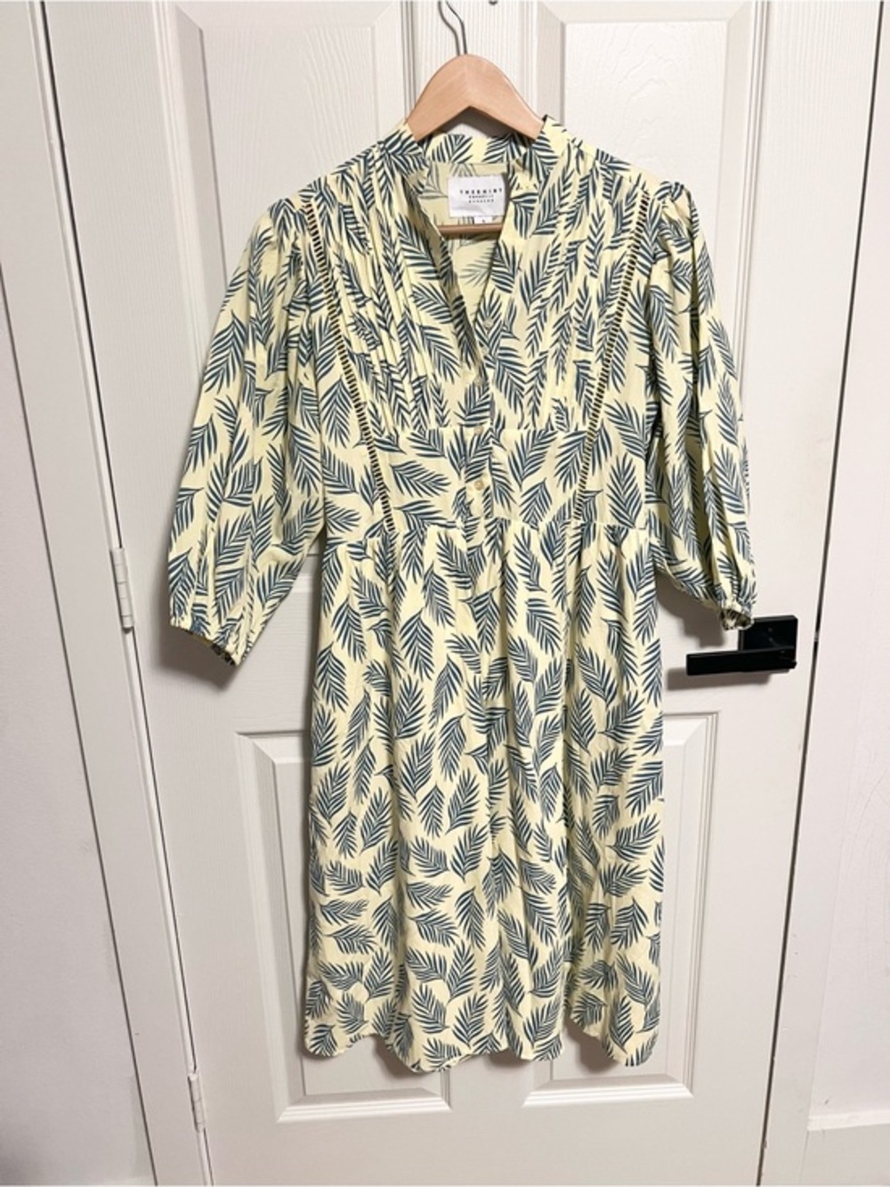 The Shirt by Rochelle Behrens Cotton yellow crochet detail midi dress size S